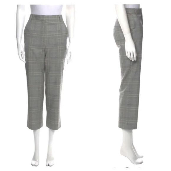 NEW Tibi Wool High Rise Crop Straight Leg Glencheck Plaid Suiting Pants Size 8 - Picture 8 of 11